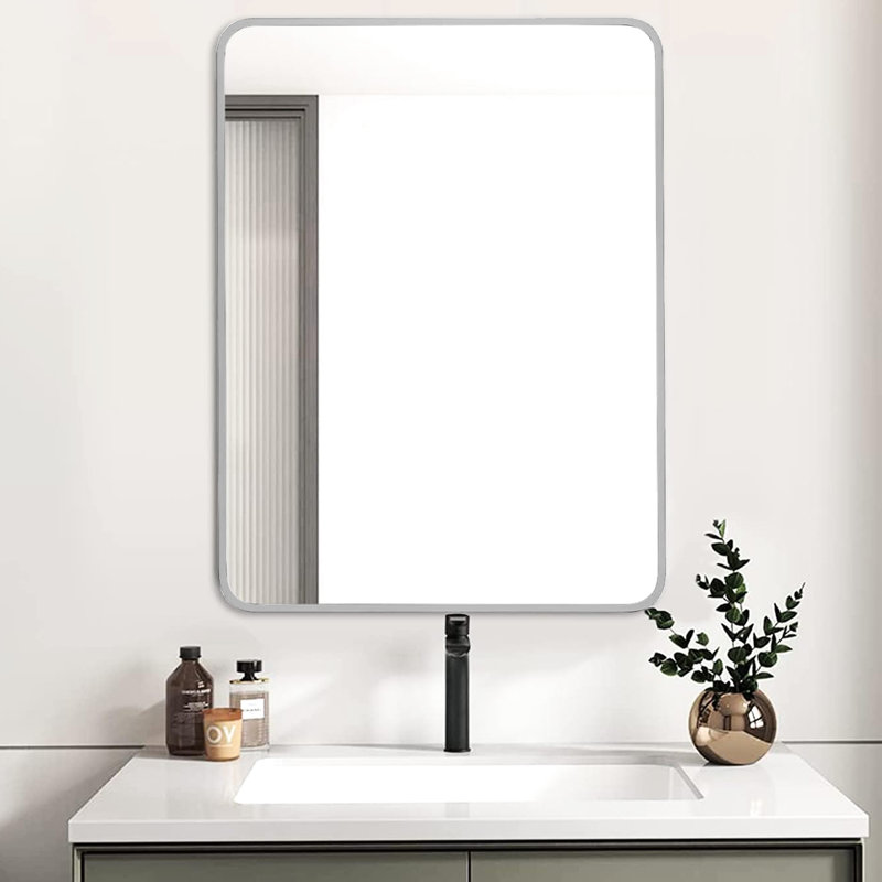 Miroir de salle de bain 24 x 32 pouces, Argent argent