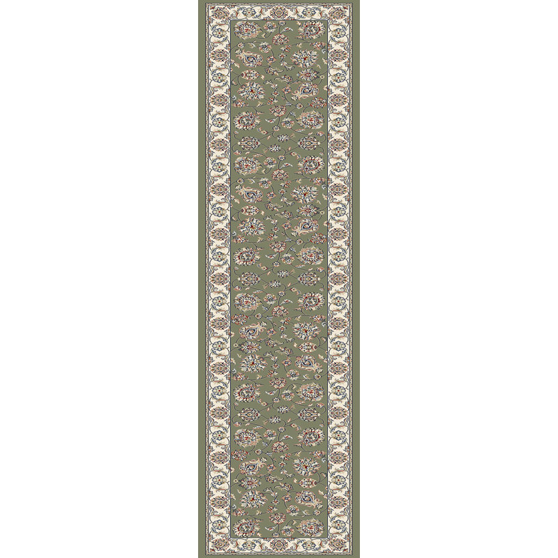 Tapis vert / ivoire Attell, Tapis de couloir 2 pi 2 po x 11 pi