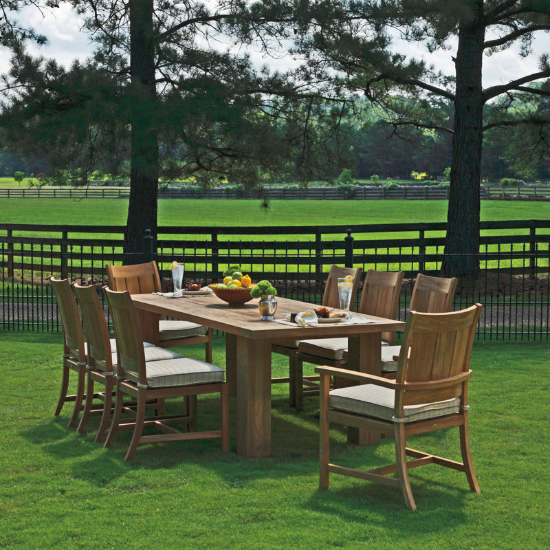 Croquet Patio Dining Chair with Cushion, Croquet Teak #4 Natural Teak