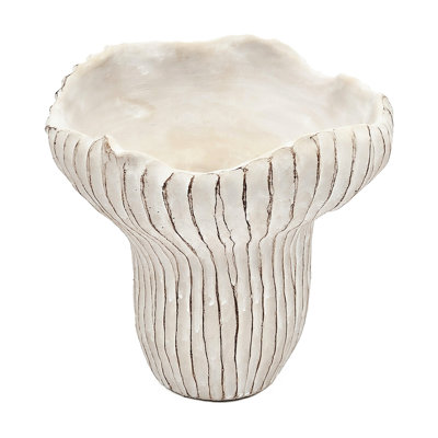 Sand And Cement Coral Planter 9.3X9x8.7 Inches, Beige Finish With Wavy Silhouette, Complement Shabby Chic Themes In Interior In, Textured Finish, Irregular Form For Herbs Rooms