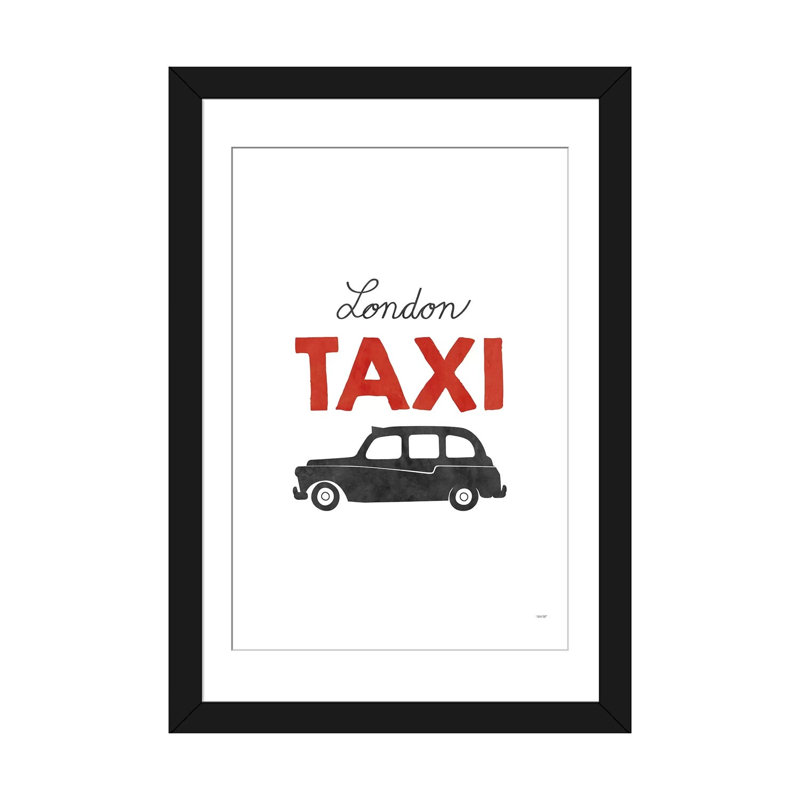 « london taxi », impression sur toile tendue, H 24 po x l 16 po x P 1 po, Papier d'art encadré noir