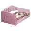Lit de jour simple avec couchette et charge, revêtement en velours rose, fonctionnel, pas de sommier élégant, velours, style durable,-2030229727