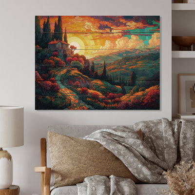 Rainbow Sky Valley I sur impression sur bois