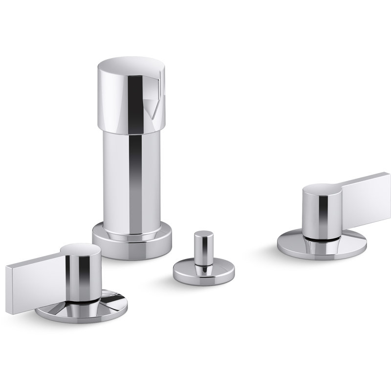 Components Widespread Bidet Faucet With Lever Handles, Polished Chrome