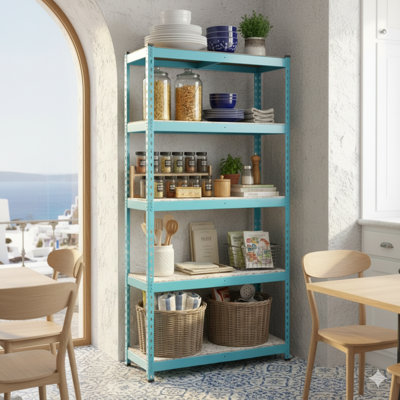 Bibliothèque turquoise l 36 po x P 12 po x H 72 po + MDF 5 niveaux 200 lb