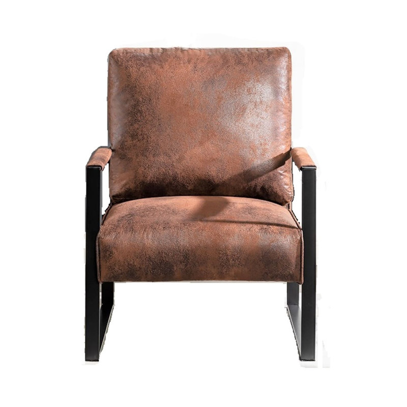 Ramaz Faux Leather Armchair, Brown Microfiber