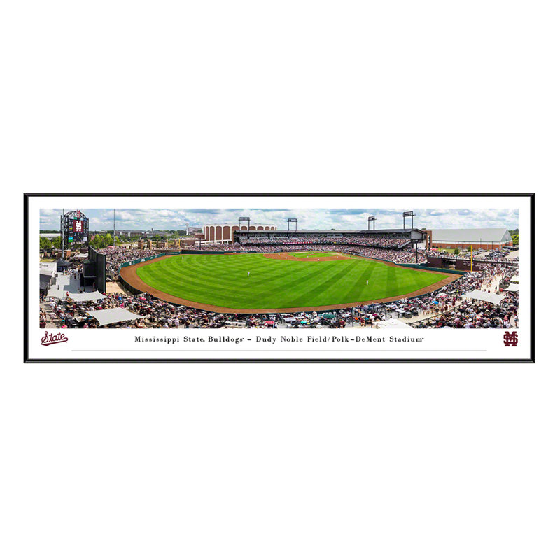 «Mississippi State Bulldogs» par James Blakeway, Cadre d'angle fermé noir, Pas de tapis, H 13,75 po x l 40,25 po x P 0,88 po