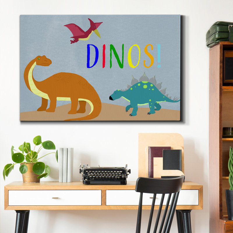 Dinos! - Reproduction d'art textuel sur toile tendue, H 60 po x l 40 po x P 1 po