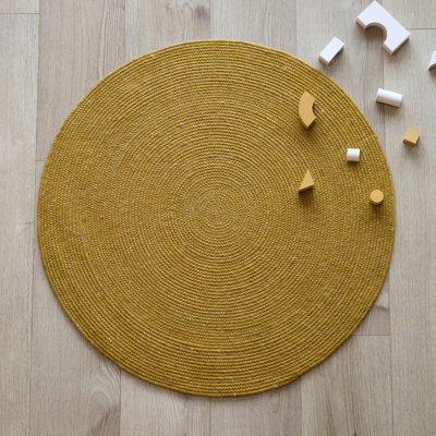 Round Keomi Solid Colour Wool Hand Woven Area Rug