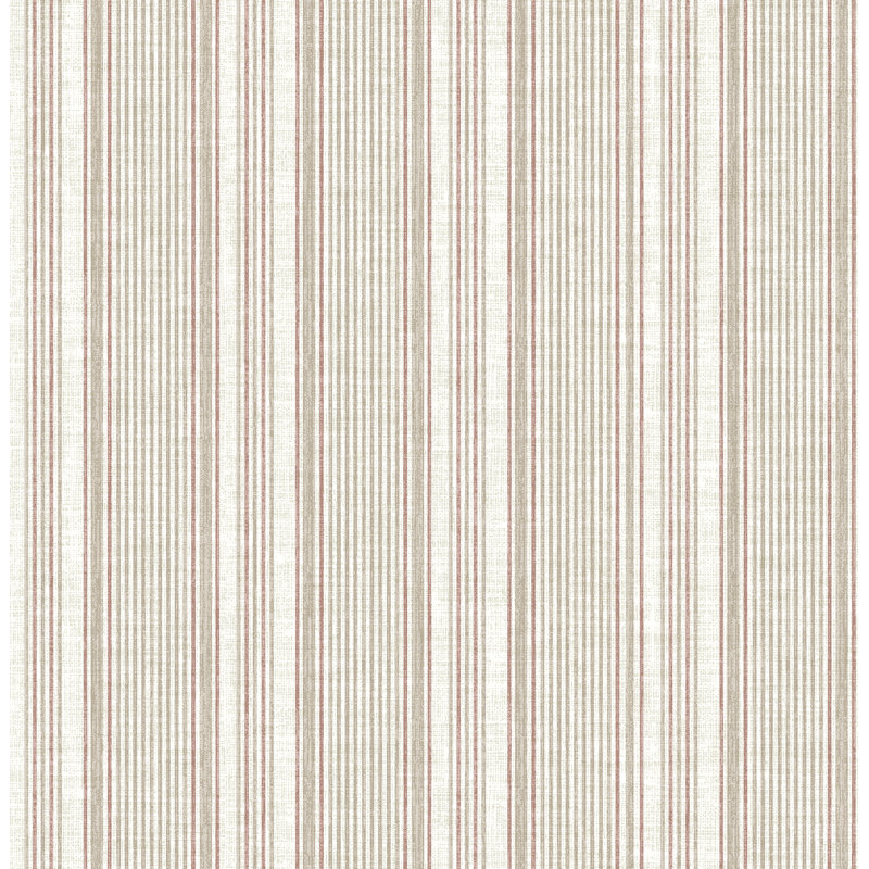 Ayanna Light Green Striped Wallpaper, Red
