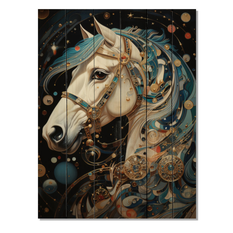 Carrousel tourbillonnant pointillisme II sur bois, H 40 po x l 30 po x P 0,78 po
