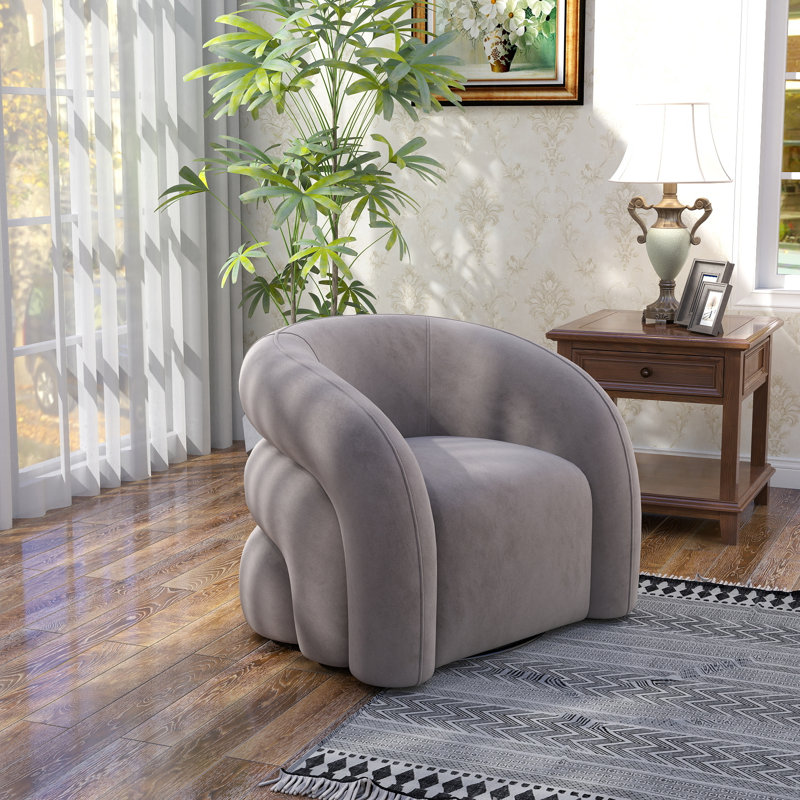 Fauteuil demi-tonneau pivotant Bricyn, Gris