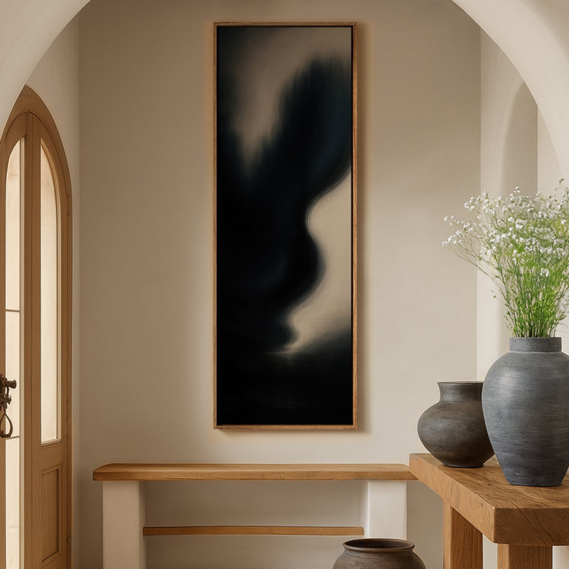 Très grand art mural rétro encadré pour art classique, H 60 po x l 20 po, Naturel