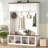 59''W Entryway Hall Tree with Bench and Storage, Farmhouse Wood-grain Accent 4-in-1 Hall Tree with Cabinets, Coat Racks and Hooks for Hallway, Entryway, living room and Mudroom-129607274