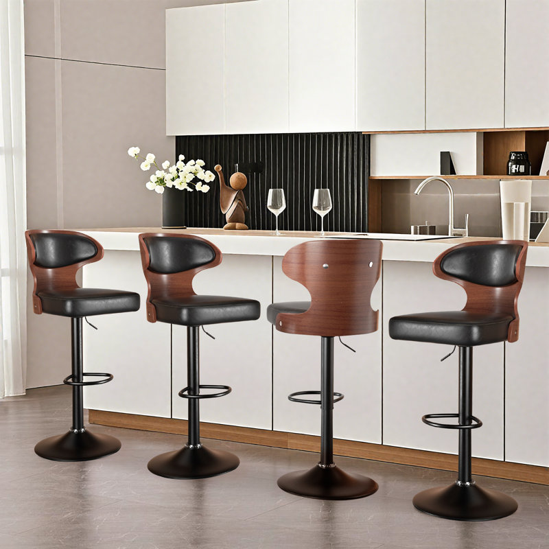 Bois moderne - Tabourets de bar réglables d'appoint, Noir