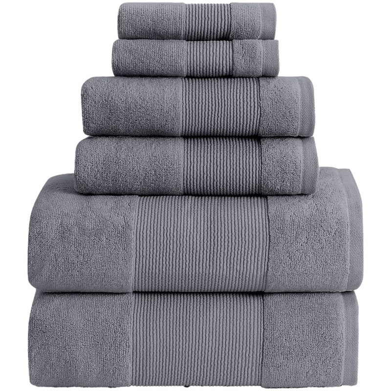 Modern Threads - Ensemble de serviettes 6 pièces 100% coton Zero Air Twist - Serviettes de bain, débarbouillettes et débarbouillettes - Super absorbant et à séchage rapide - 500 g / m² - Doux et moelleux