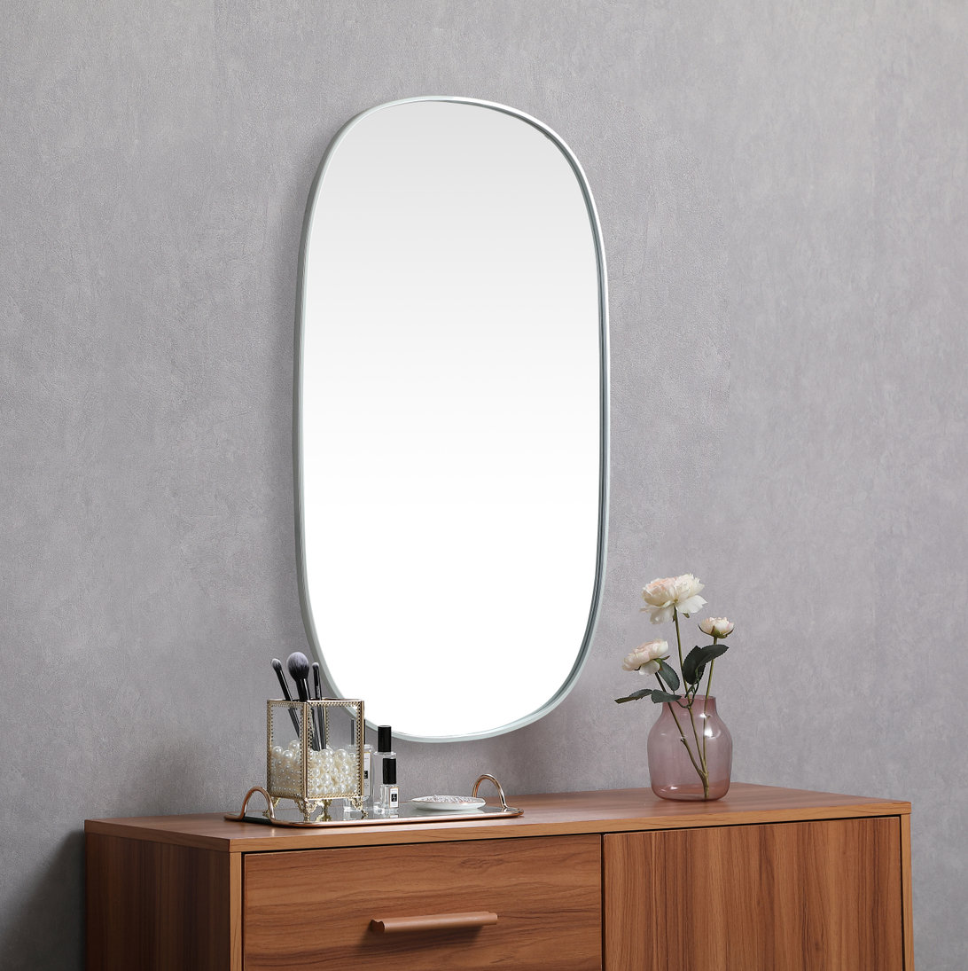 Bertin Metal Oval Wall Mirror, Silver, 48"  x 30" 