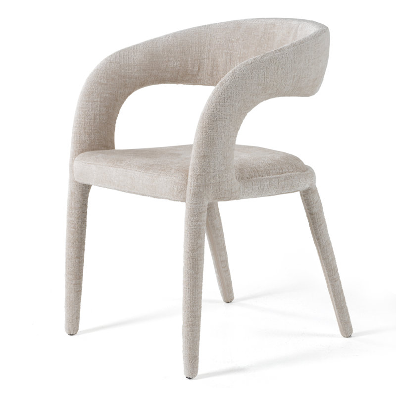 Fauteuil de salle à manger rembourré Faerron, Gris clair