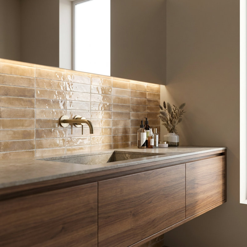 Carrelage mural en porcelaine Calypso, Beige