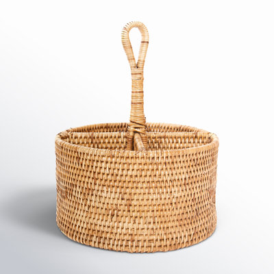 Fahy Rattan Round Flatware Caddy