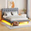 Lit plateforme en velours, tissu épais et doux et tête de lit capitonnée-1630654803-1630654802