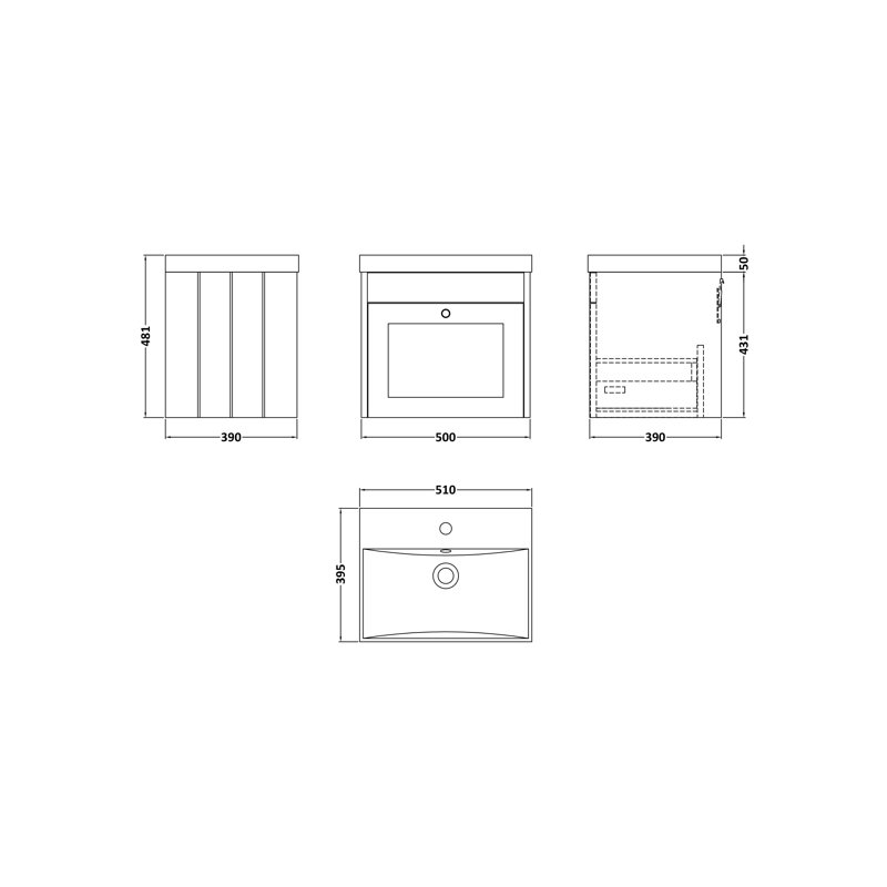 Ashwick 510 mm Bathroom Vanity, Satin Green