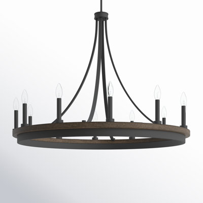 Marconi 12-Light Dimmable Wagon Wheel Chandelier