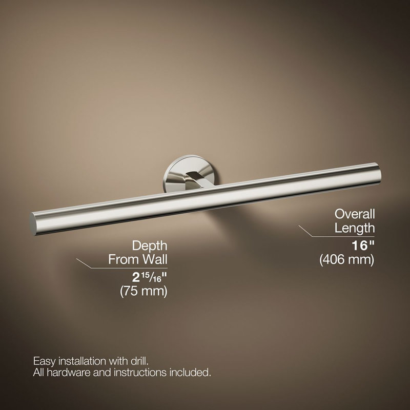 Components Double Towel Arm, Vibrant Polished Nickel