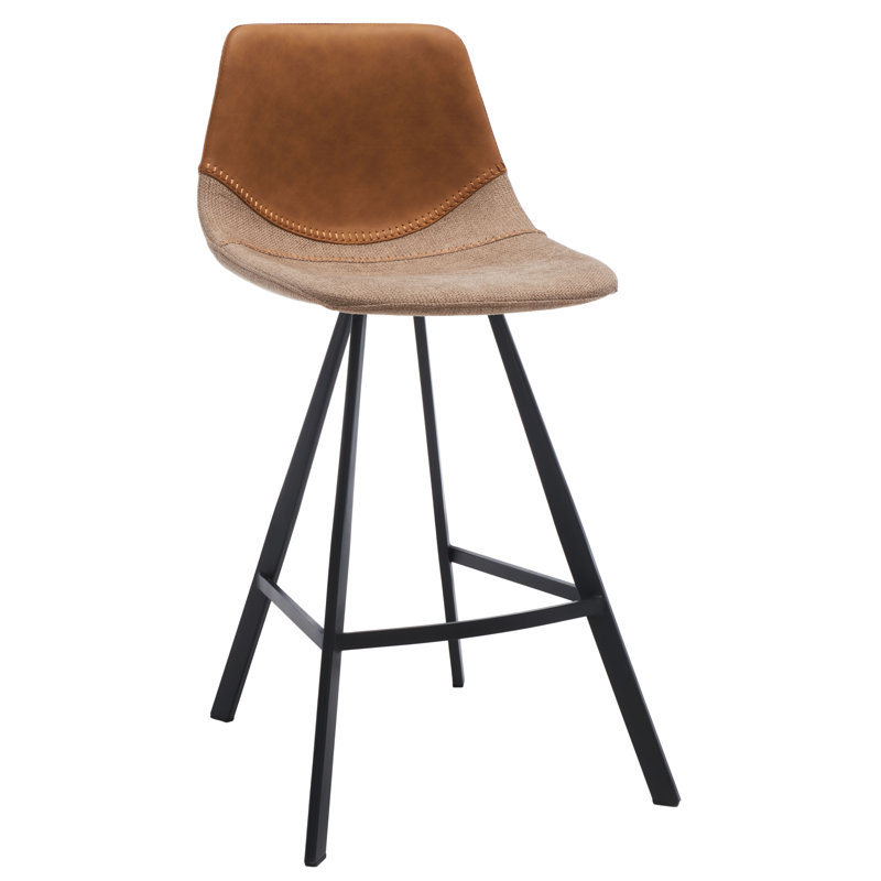 Diannie Upholstered Counter Stool with Metal Frame, Brown/Black