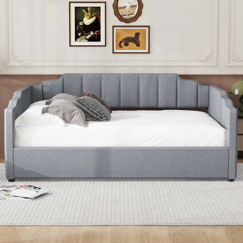 Upholstered Daybed with Underneath Storage, Gray, Full