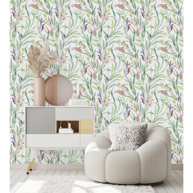 Peel & Stick Floral Tile, 2.08' W x 18.75' L