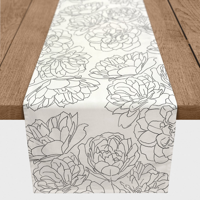 Chemin de table d’esquisse fleur cluster Sema, 72 po x 16 po