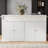 60.4"W Double-Sided Extendable Kitchen Island with Faux Marble Painted Engineered Wood Top & 4 Doors