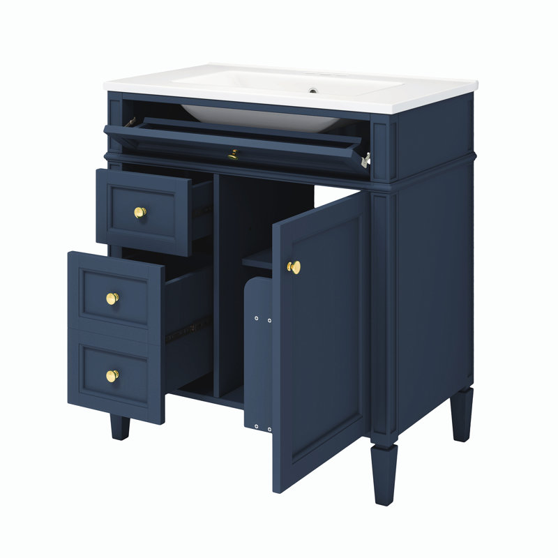 Meuble-lavabo de 30 po avec lavabo supérieur, Marine