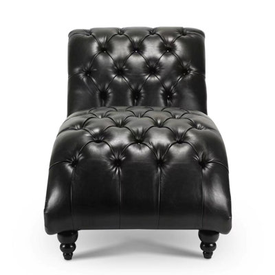 Relaxing Chaise Lounge With 220 Lbs Load Capacity And Black Pu Cover Relax Chair Stable Structure Cushioning