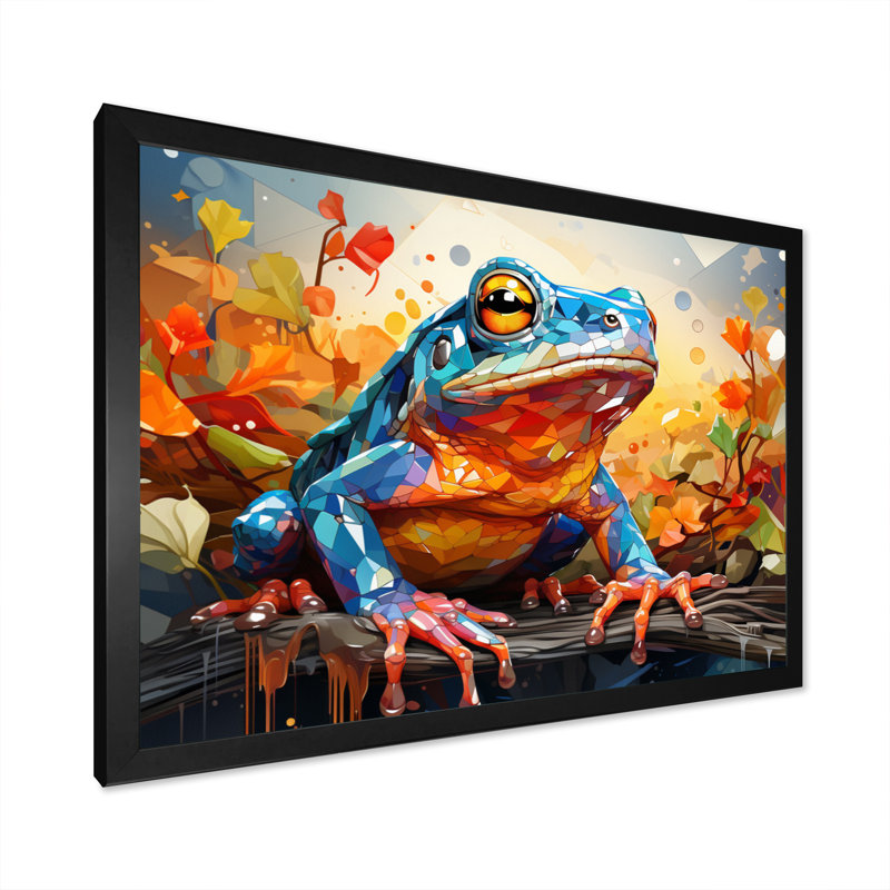 Maricevich " Colourful Frog Harmony II ", H 16 po x l 32 po x P 1 po, Cadre simple noir