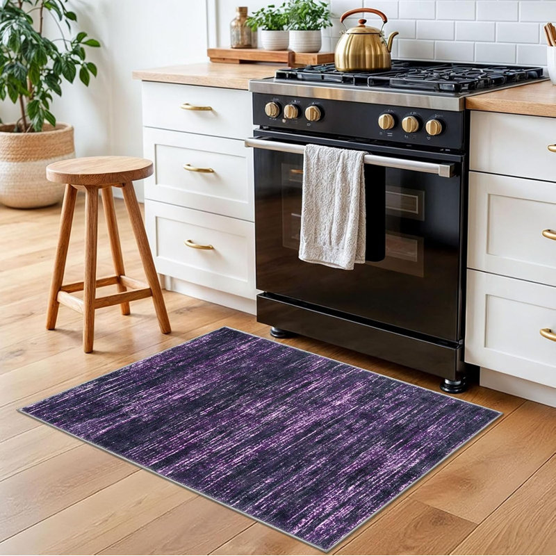Tapis lavable 8 x 10 moderne pour tapis de salon moderne et abstrait avec envers en caoutchouc , Rectangulaire 8 pi x 10 pi