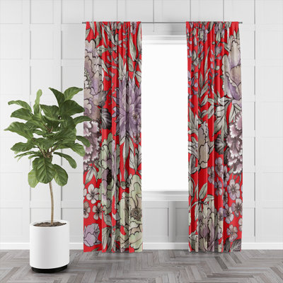Paire de rideaux semi-transparents Contrast Floral