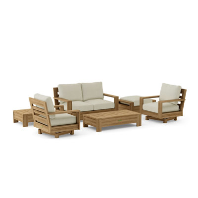 Madera Teak 5 - Person Patio Conversation Sets with Sunbrella® Cushions
