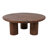 Round Solid Wood Coffee Table with Thick Pedestal Base for Living Room and Home Use - Modern Rustic Center for Small Cocktail Table Design - Dark Brown-1340437105