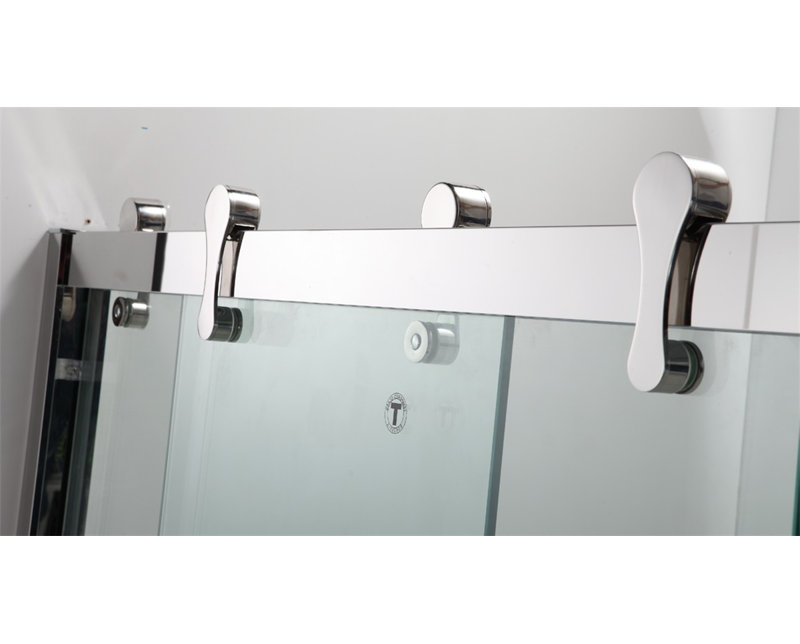 60" Chrome Frameless Double Sliding Shower Door with Clear Glass