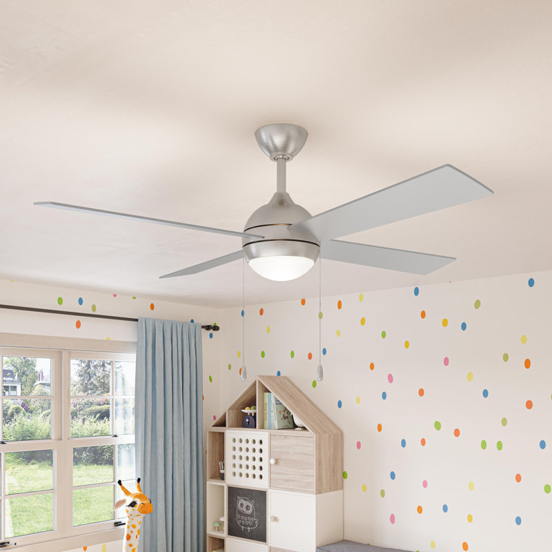 Tavo 52-in 4-Blade Indoor Modern Brushed Nickel Ceiling Fan with 3000K Integrated LED with Pull Chain, Brushed Nickel