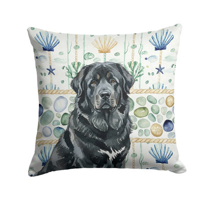 Black Tibetan Mastiff Coastal Sea Glass Throw Pillow