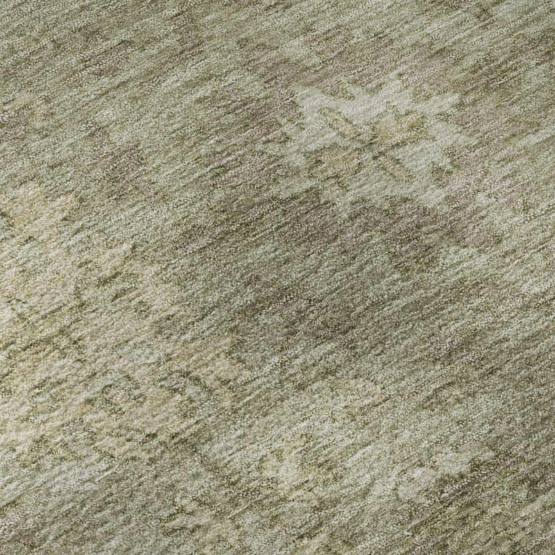 Premium Machine Washable Mayfield AMF2051 Global Rug, Sage, 8' Round