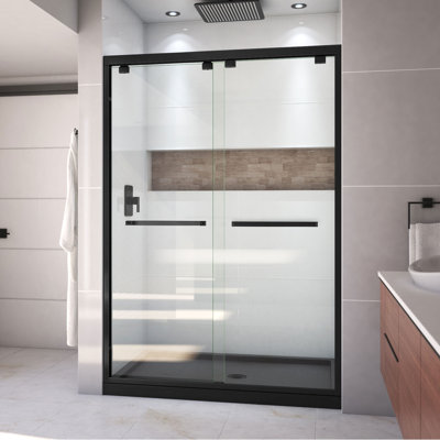 Encore 54" W x 32" D x 78.75" H Semi-Frameless Sliding Shower Door with Base Included