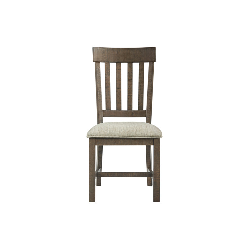 Costel Slat Back Side Chair with Cushion Seat, Brushed Charcoal