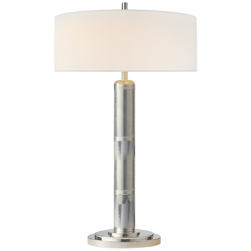Thomas O'Brien Longacre Tall Table Lamp, Polished Nickel, Fabric