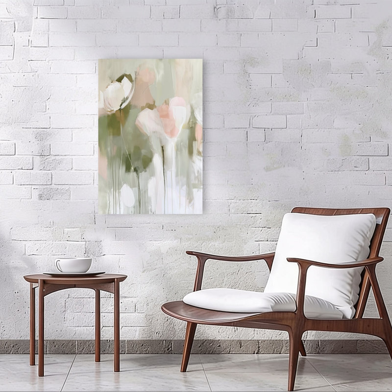 Douces fleurs abstraites abstraites, délicates fleurs élégantes, art mural, 36" H x 24" W