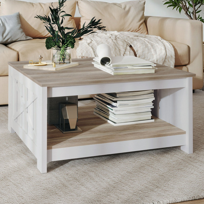  Table basse Farmhouse, Naturel, Gris