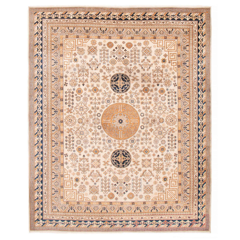 Tapis unique en laine de 7 pi 9 po x 9 pi 8 po des années 1990